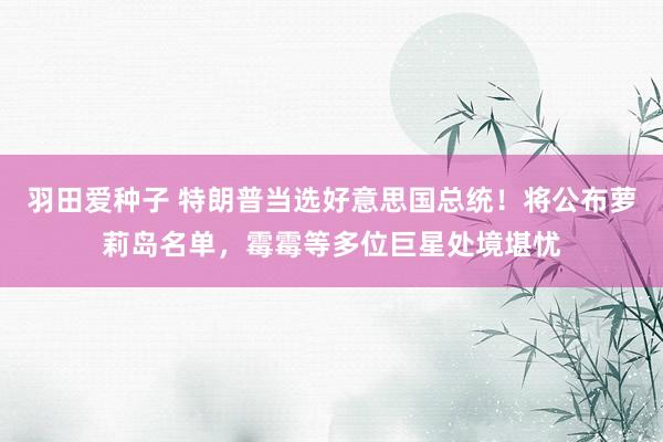 羽田爱种子 特朗普当选好意思国总统！将公布萝莉岛名单，霉霉等多位巨星处境堪忧