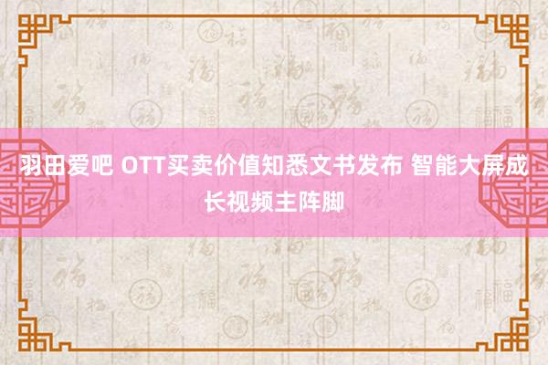 羽田爱吧 OTT买卖价值知悉文书发布 智能大屏成长视频主阵脚