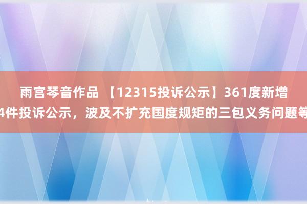 雨宫琴音作品 【12315投诉公示】361度新增4件投诉公示，波及不扩充国度规矩的三包义务问题等